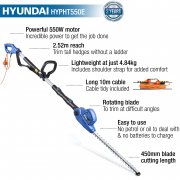 Hyundai HYPHT550 550W 450mm Long Reach Corded Electric Pole Hedge Trimmer / Pruner